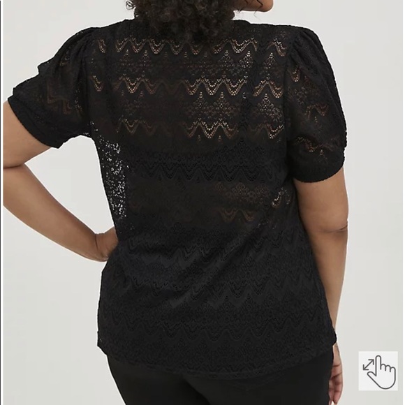 Torrid black sheer lace puff sleeve tee - Picture 3 of 6
